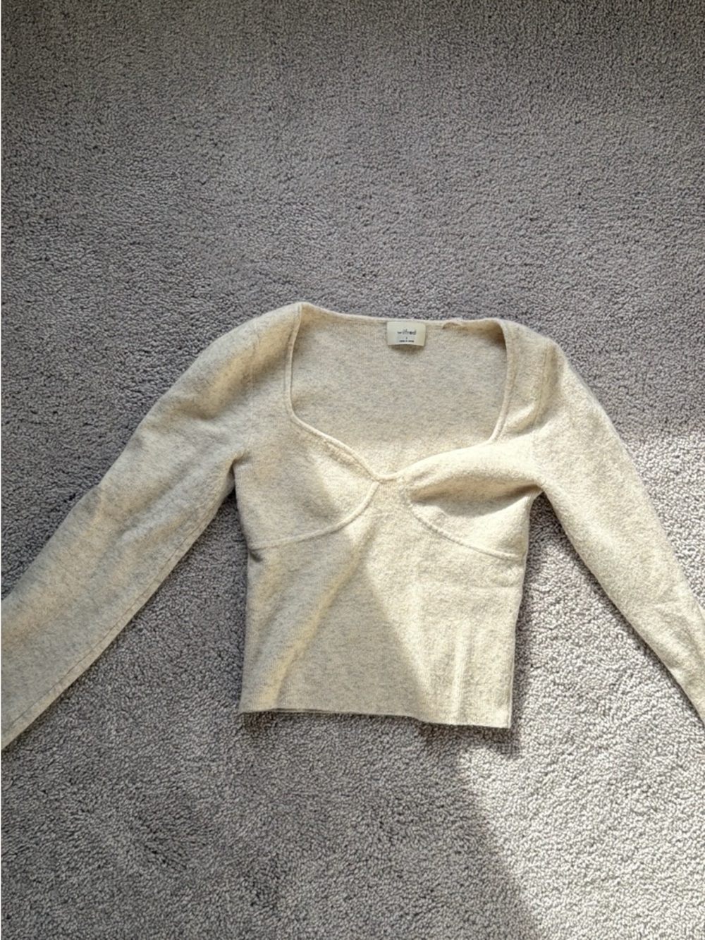 Wilfred Cream Square Neck Knit Long Sleeve Top